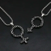 punk hip hop men women gender couple symbol pendant necklace fashion vintage stainless steel necklace chain jewelry wholesale