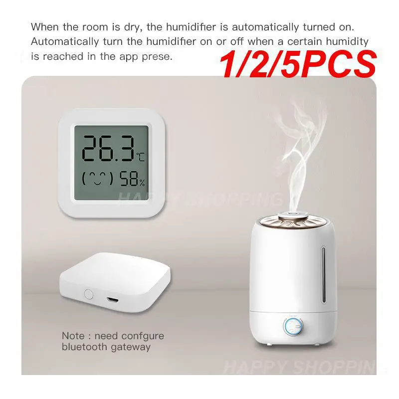 

1/2/5PCS Tuya Temperature Humidity Sensor Mini LCD Digital Display Compatible with APP Remote Control Thermometer