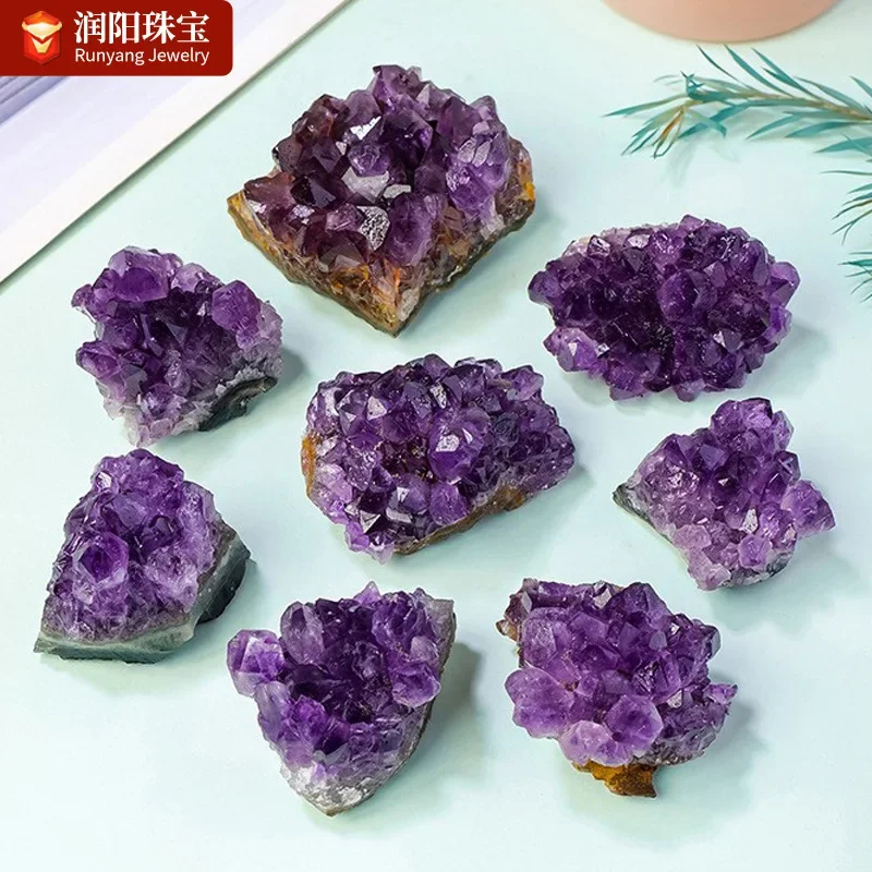 Натуральный сырой фиолетовый Бразильский Аметист кварц кристалл кластер друза
