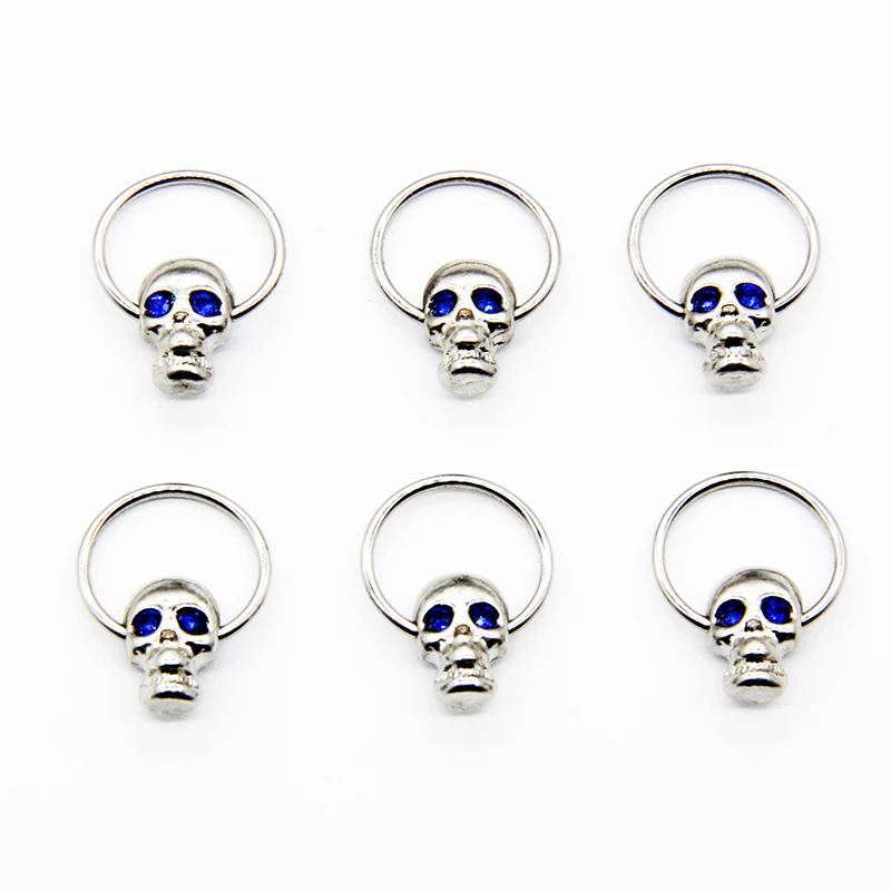 

New Stainless Steel Inlaid Purple Rhinestone Nose Ring Skull Shape Punk Fashion Trendy High-quality Material Is Not Allergic