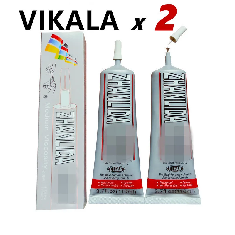 2Pcs 110ml ZHANLIDA vikala Liquid Glue Strong Adhesive For Diy Diamond Painting Cloth Metal Fabric Rhinestones Crystal Glass
