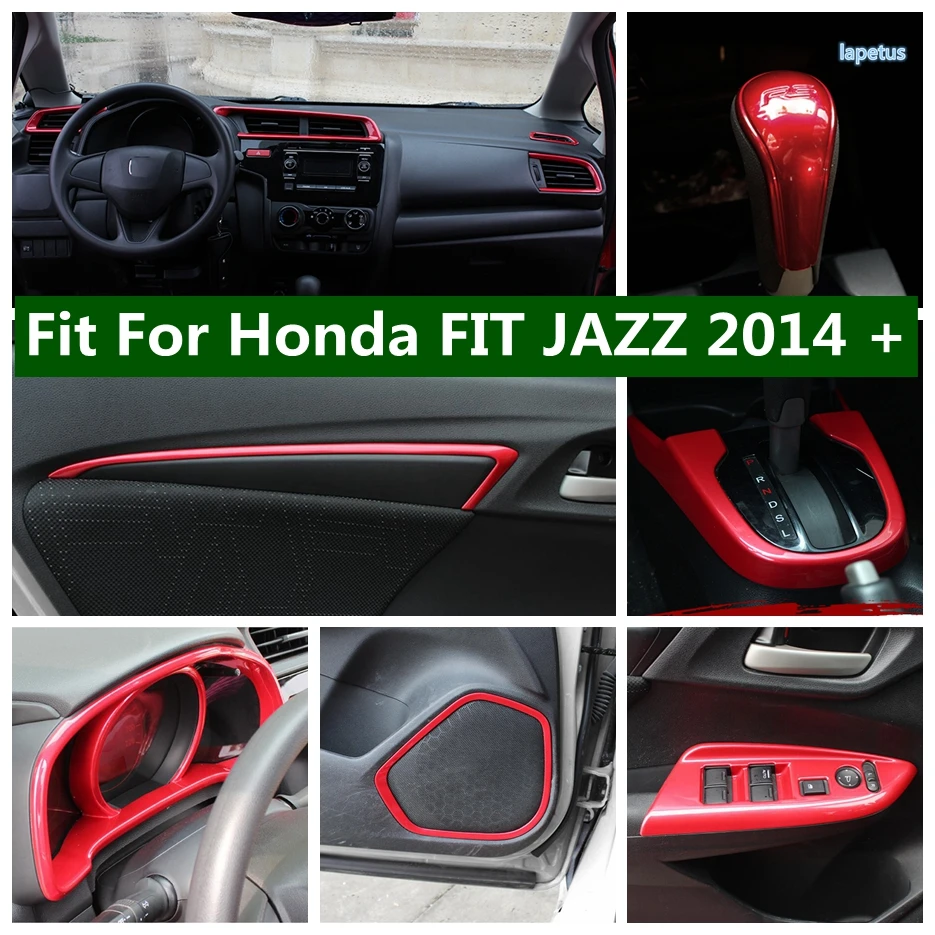 

Gear Shift Lever Knob Window Lift Button AC Vent Car Door Loudspeaker Cover Trim Red For Honda FIT JAZZ 2014 - 2020 Accessories