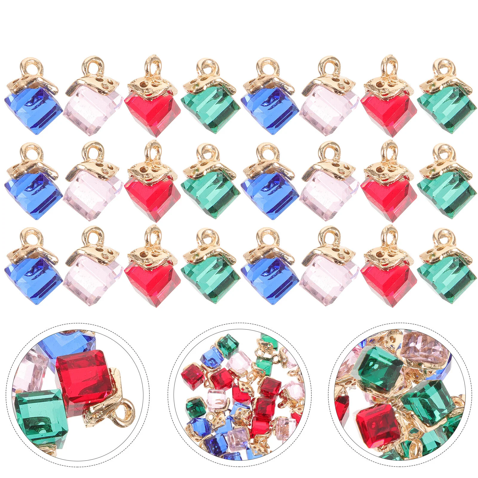 Accessories Multi-use Crystal Charms Decorative Dangle Pendants Bracelet Making Supplies Bulk Jewelry Crafting Cubic Necklaces