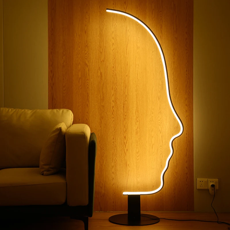 Modern Minimalist Creative Design Human Face Decor Led Floor Lamp Home Bedroom Living Room Indoor Lighting Bedside Lamp Light