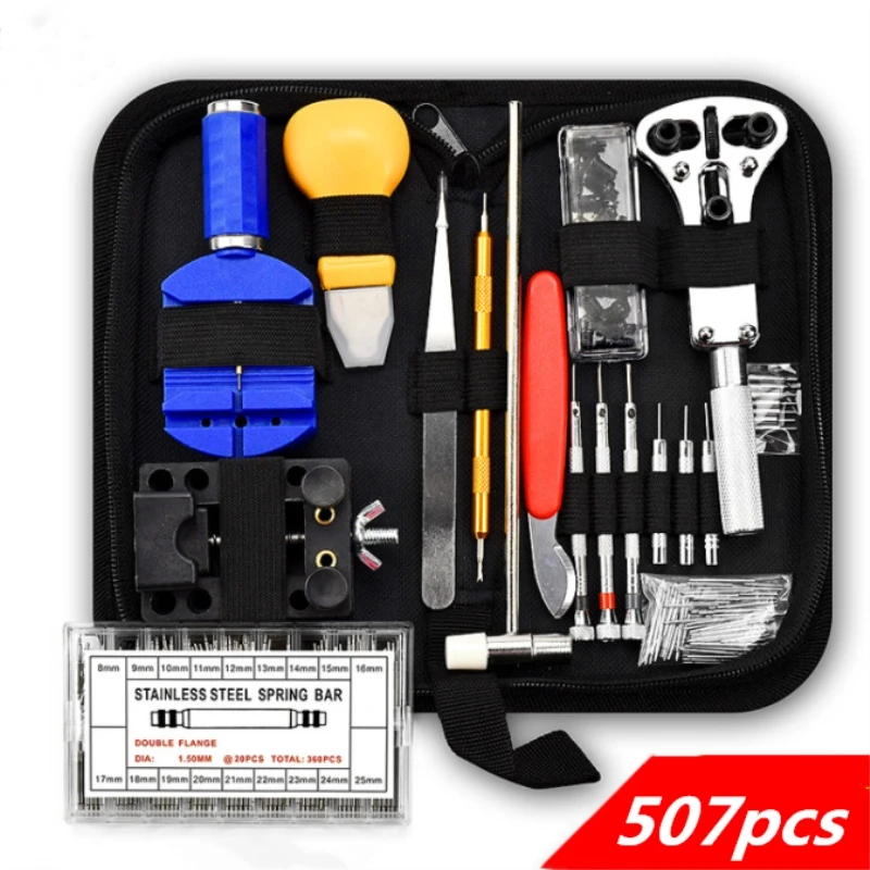 

507 Pieces Watch Repair Tool Kit Watch Link Pin Remover Shell Opener Spring Bar Remover Watch Battery Replacement Strap Needle