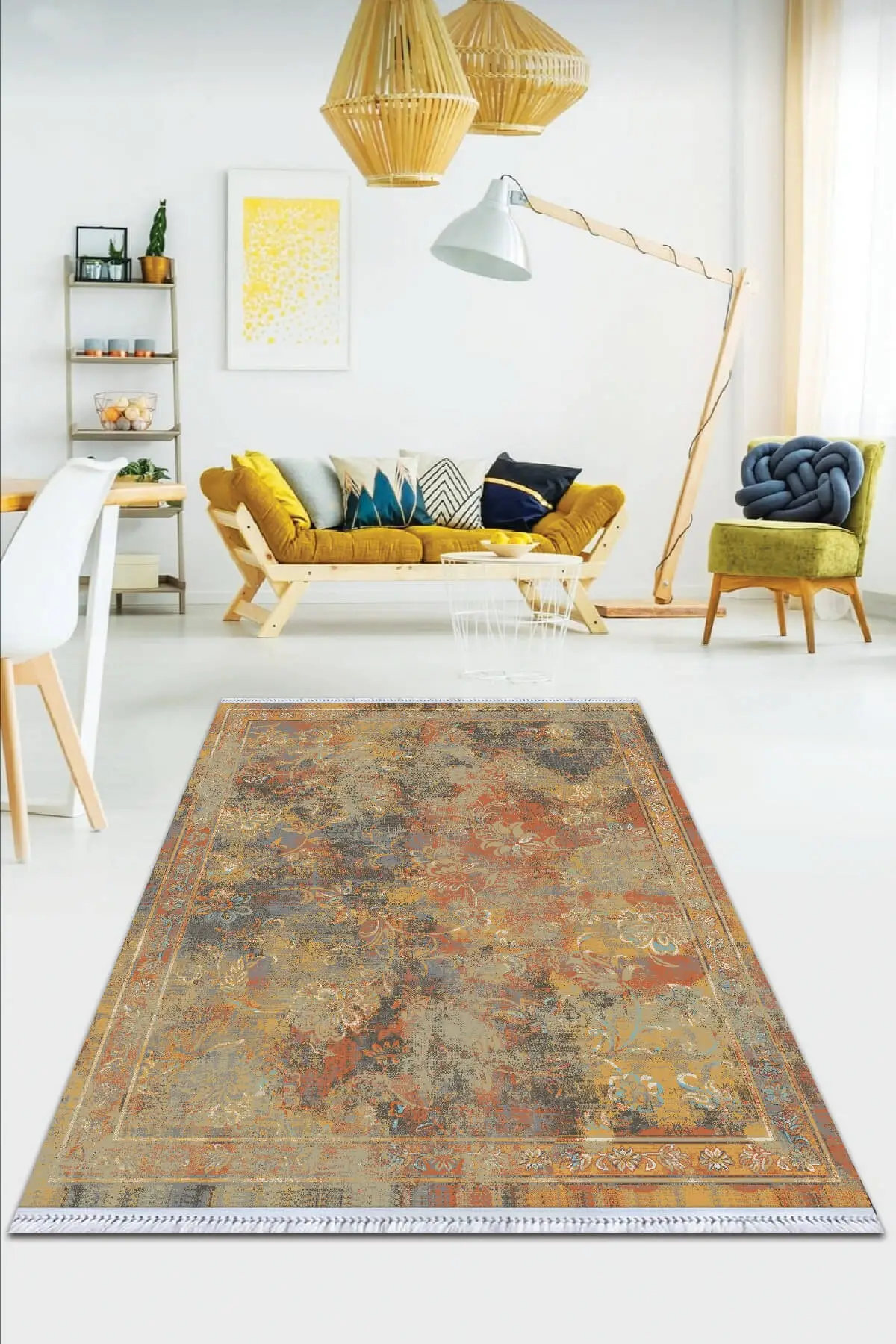 

Хлопковый нескользящий коврик, высококачественный богемный ковер ручной работы, тканый хлопковый ковер, Стирка в стиральной машине, Роскош...