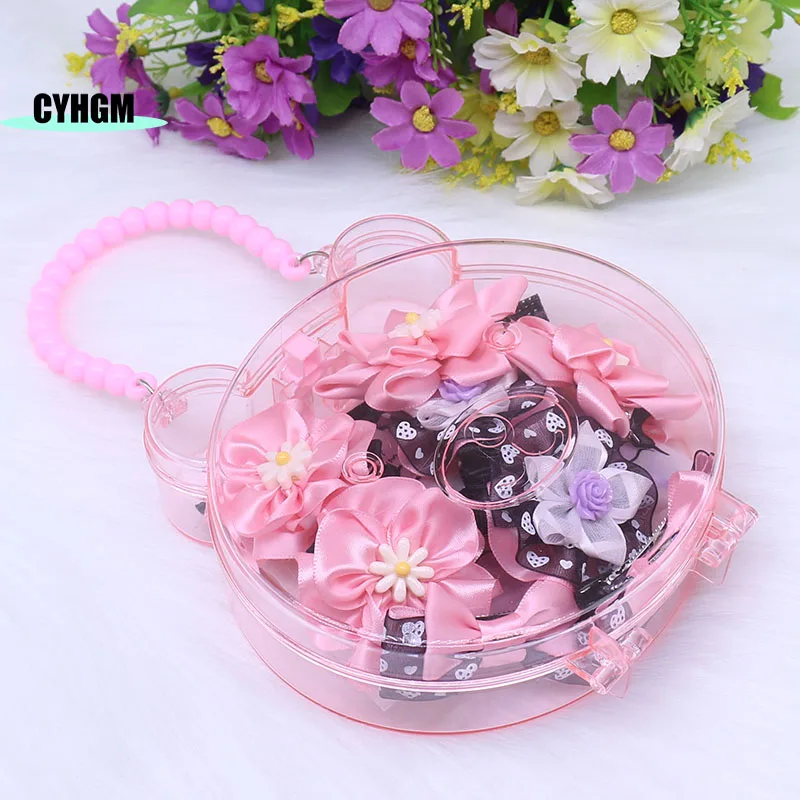 

wholesale New Girls pink flowers Hair Accessories set gift Elastic hair band women's Fashion Hairpins Headband Barrettes H18