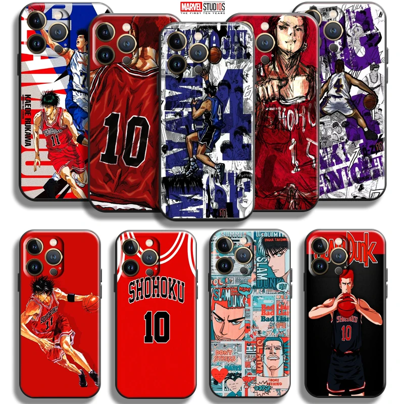 

Japan Anime SLAM DUNK For Apple iPhone 13 12 11 Pro Mini X XR XS Max SE 6 6S 7 8 Plus Phone Case Back Soft Coque Carcasa