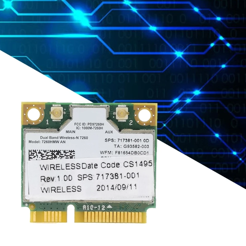 Мини-адаптер PCIE WiFi 7260 7260HMW 7260AN Wireless-N 2 4 ГГц/5 0 ГГц 300 Мбит/с