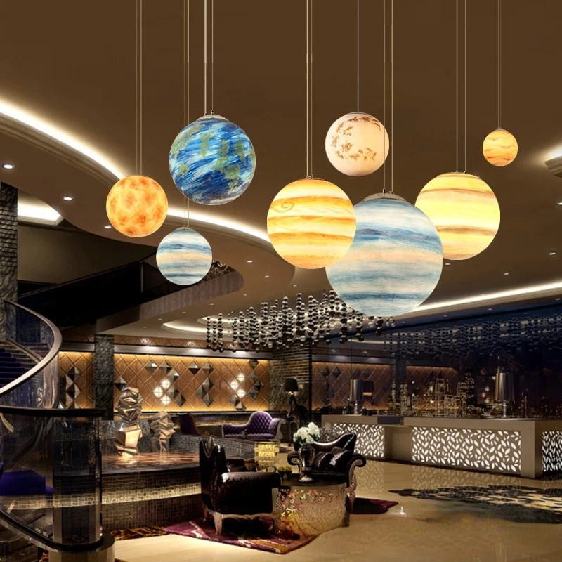 

Подвеска в скандинавском стиле планета подвеска креативная Подвесная лампа E27 акриловый шар Подвесная лампа для детской комнаты светильник льник для мальчика