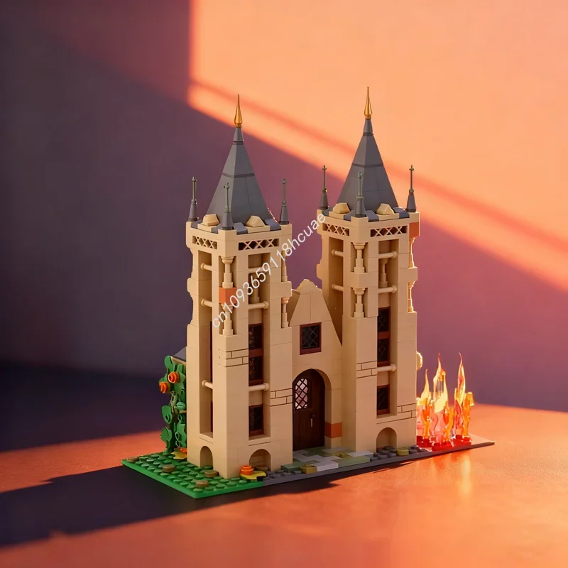 Фото 500 деталей MOC: Башни-колокольнихи в стиле Гарри Поттера, конструктор, рождественский подарок, развивающая игрушка для детей, креативный конструктор из кирпичиков №1