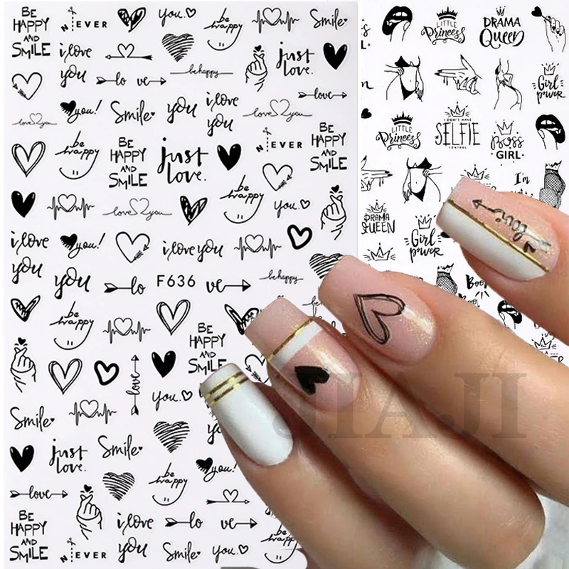 

1 шт. черно-белые наклейки для ногтей в виде абстрактных цветов