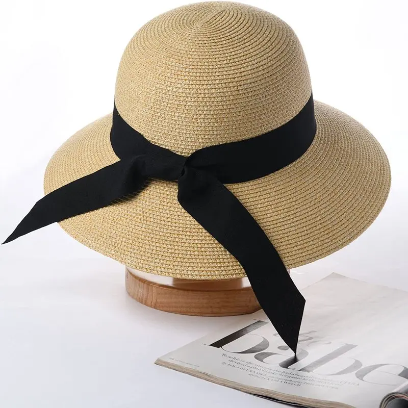 

Sun Hat for Women UV UPF50 Straw Beach Hat Foldable Brim Summer Travel Hat - Mix Beige Beige - L