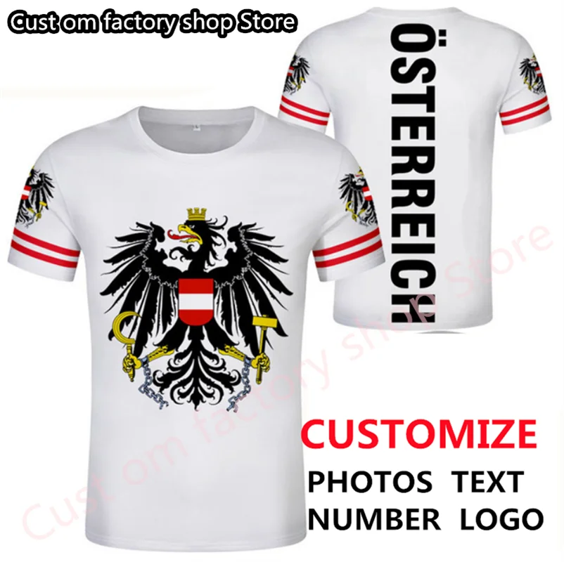

Austria t shirt Free Custom cartoon Male t-shirt AT Nation Flag eagle print Austrian clothing Personalize couple CC Jersey