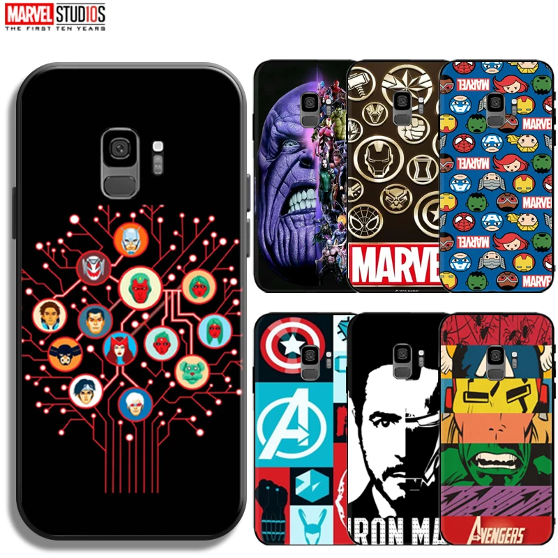 

Marvel Avengers Logo Phone Case For Samsung Galaxy S9 S9 Plus Ultra-Thin Soft TPU Silicone Cover Back Funda Black Carcasa
