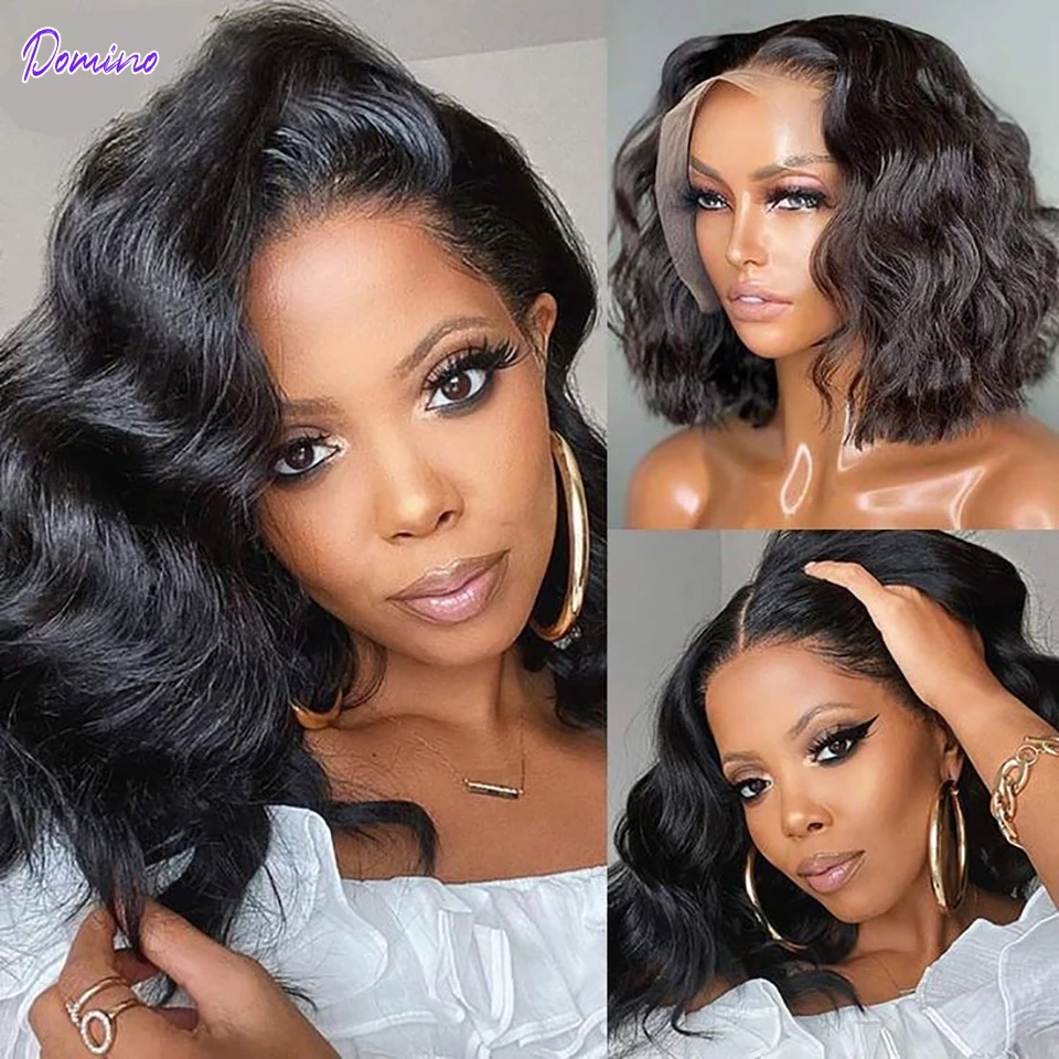 

Domino 13x6 Transparent Lace Frontal Wig Bob Body Wave Hair With Baby Hair Brazilian 13X4 Lace Front Wigs Human Hair For Women
