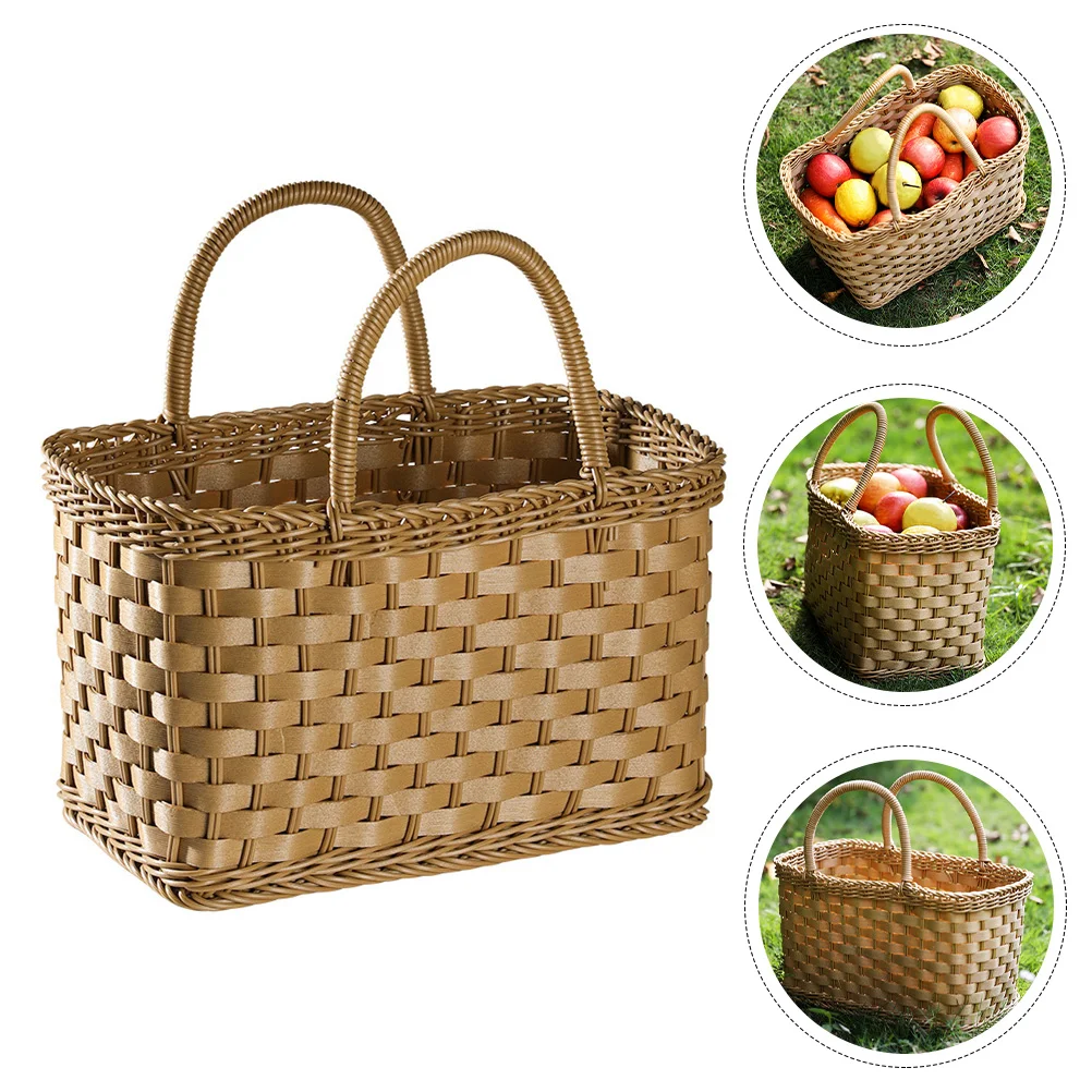 

1Pc Woven Egg Basket Grocery Basket Decorative Storage Basket Wicker Decorative Hamper Wicker Bucket Basket Farmhouse Basket