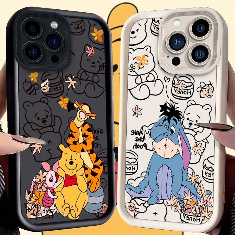 Фото Чехол Disney Pooh Bear Eeyore для iPhone 16, 15, 14, 13, 12, 11 Pro Max XS X XR 8 7 6S 6 Plus SE 2020, противоударный чехол из жидкого силикона №1
