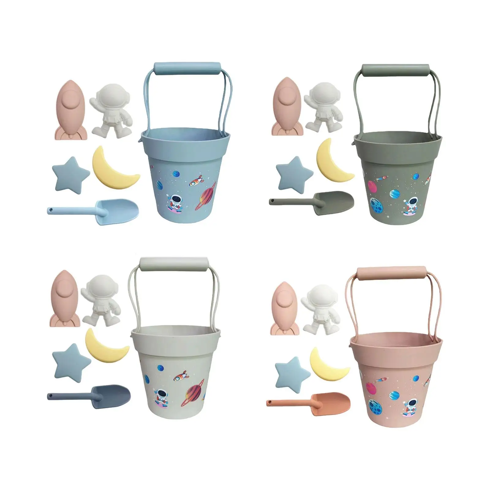

6 Pieces Travel Sand Toys Outdoor Summer Playset Beach Buckets Shovel Tool Set for Boys Girls Children Birthday Gifts