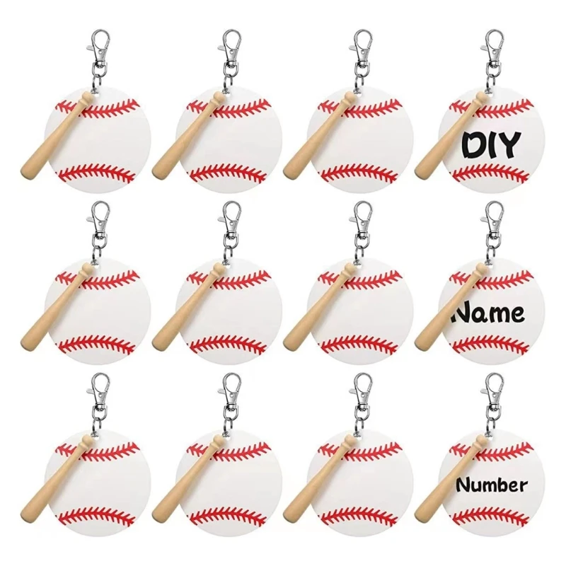 

36 Pcs Baseball Acrylic Keychain Blanks Kit Acrylic Baseball Blanks Snap Hook
