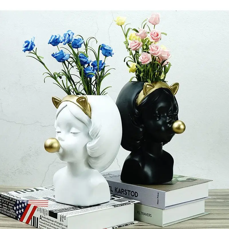 Цветочная ваза с пузырьками для девочек декоративная статуя из смолы