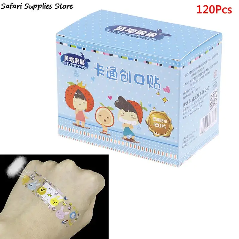 

HOT 120Pcs Waterproof Breathable Cartoon Band Aid Hemostasis Adhesive Bandages First Aid Emergency Kit For Kids Children