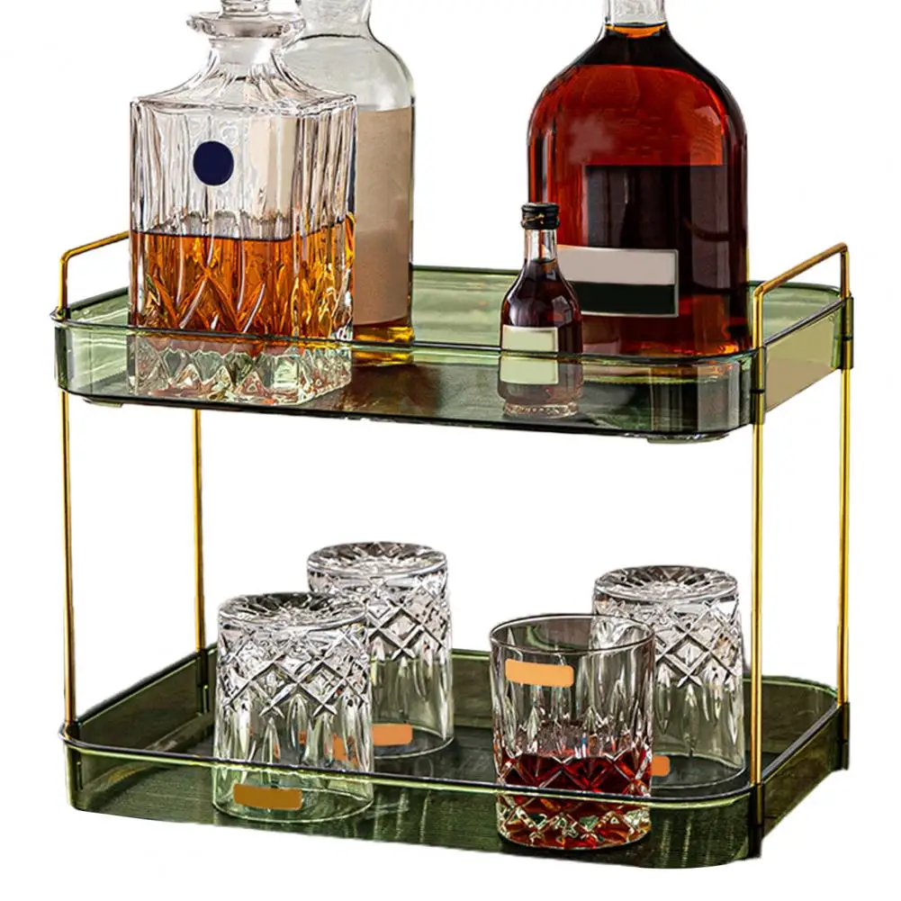 

Double Layer Tea Cup Holder Double Layer Plastic Tea Cup Holders Modern Desktop Storage Racks for Capacity Mug Organization