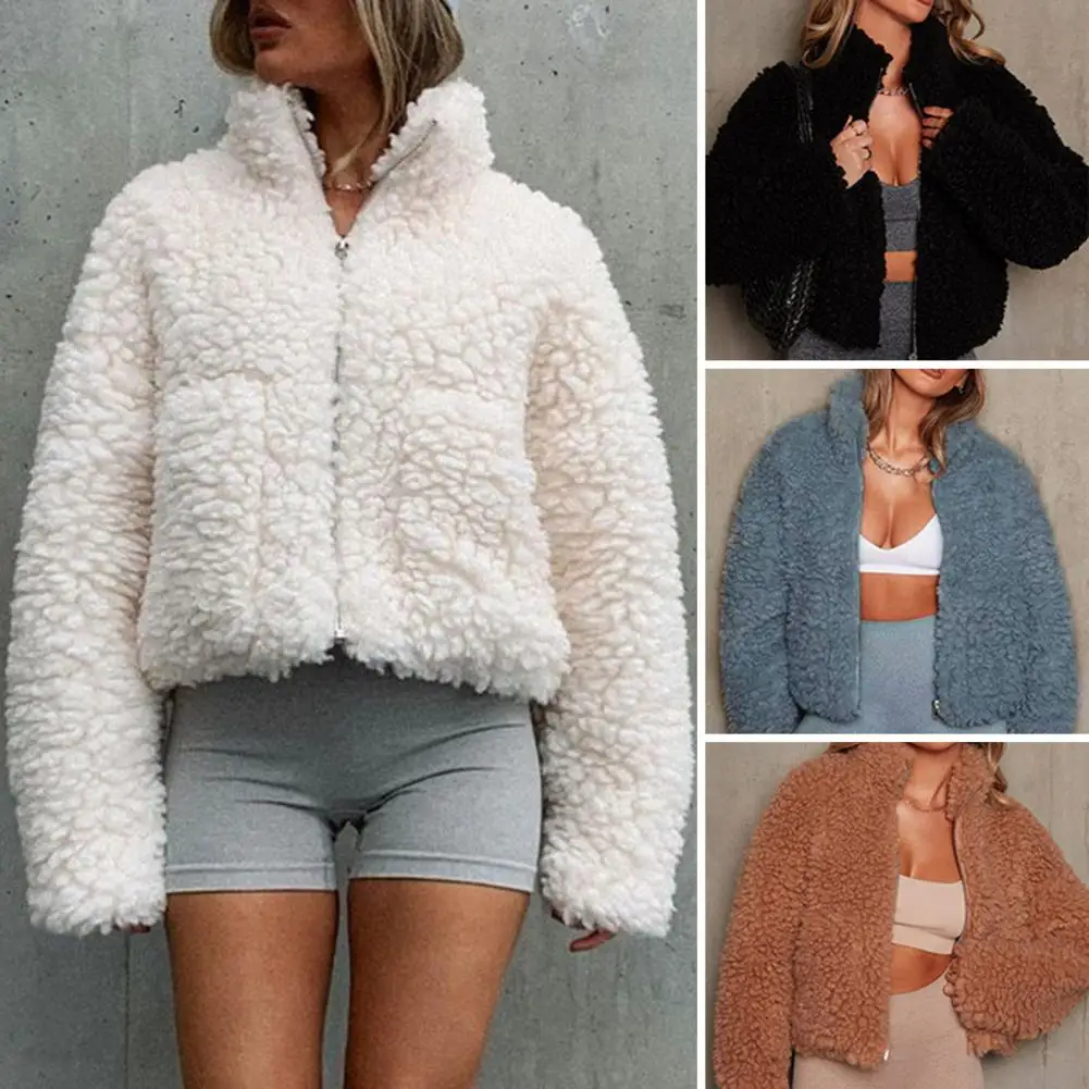 

1 шт. зимнее женское пальто из овечьей шерсти, куртка, женская уличная теплая мягкая плюшевая толстовка на молнии, женская одежда