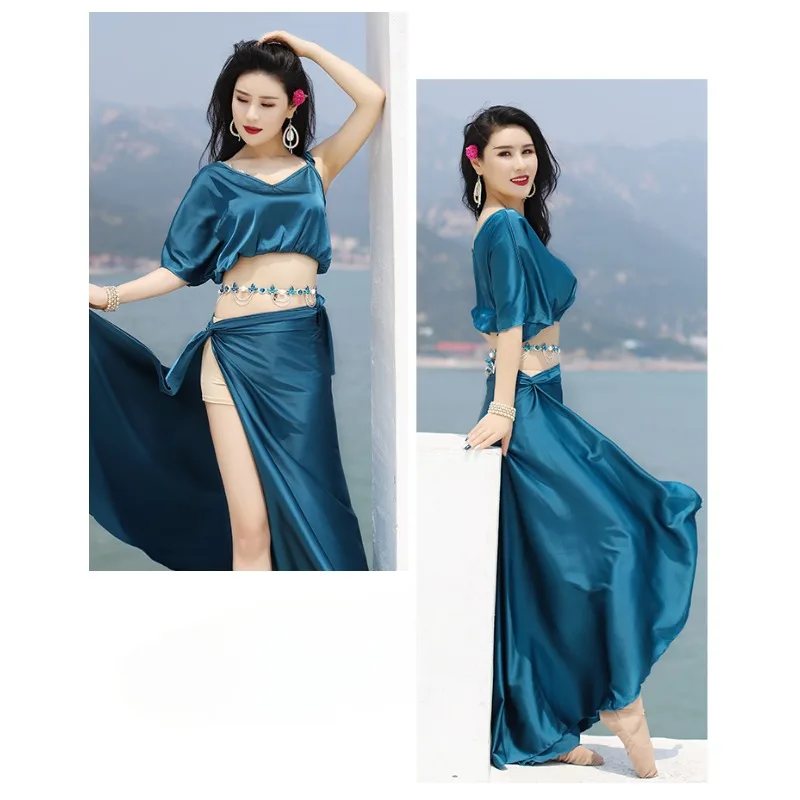 Женский костюм для танца живота выступления в восточном стиле из блестящих