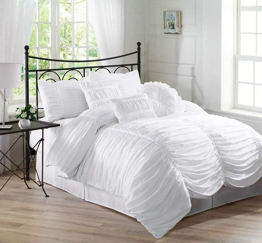 

Chic 7-Piece Ruched Ruffle Pleated Comforter Bedding Set