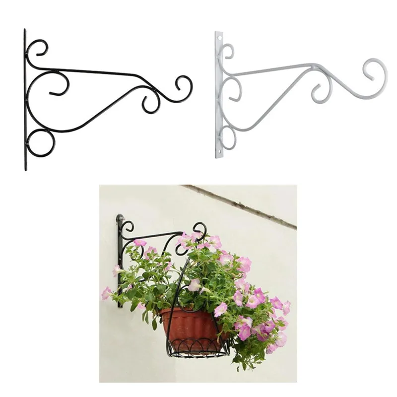 

Black Iron Wall Light Hook Bracket Wind Chimes Garden Hanging Basket Planter Lantern Flower Pot Home Decoration