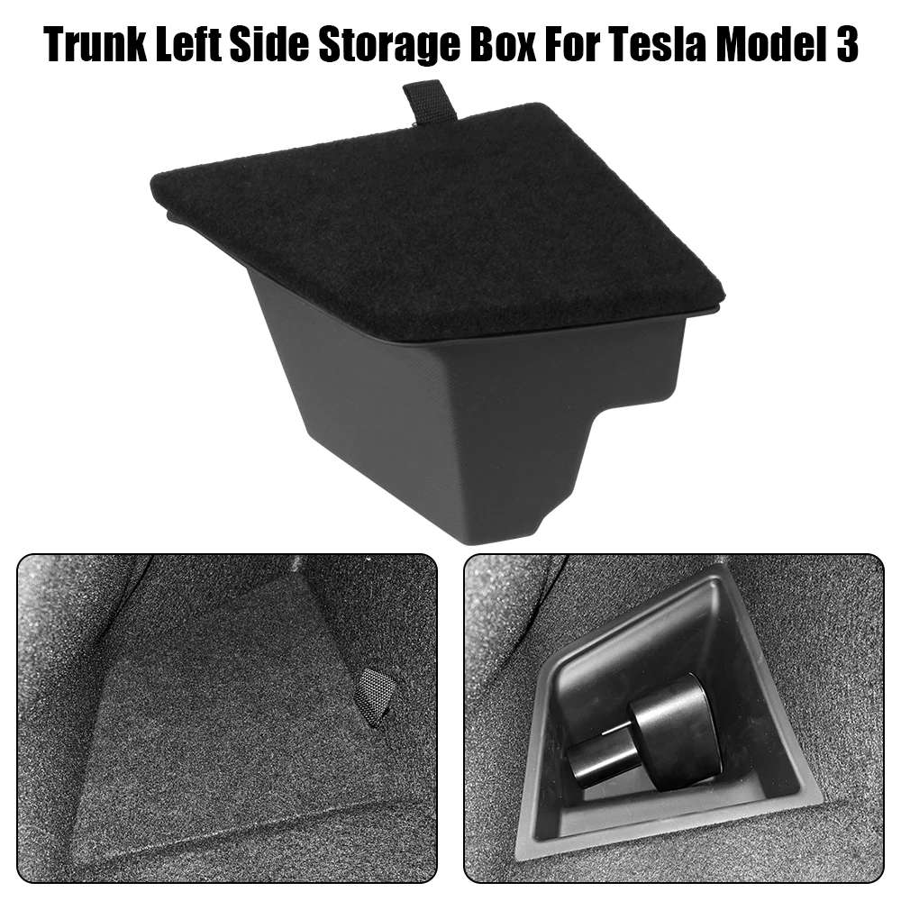 

Update For Tesla Model 3 2022 2021 Space Fire Extinguisher Partition Rear Trunk Left Side Storage Box Decoration Accessories