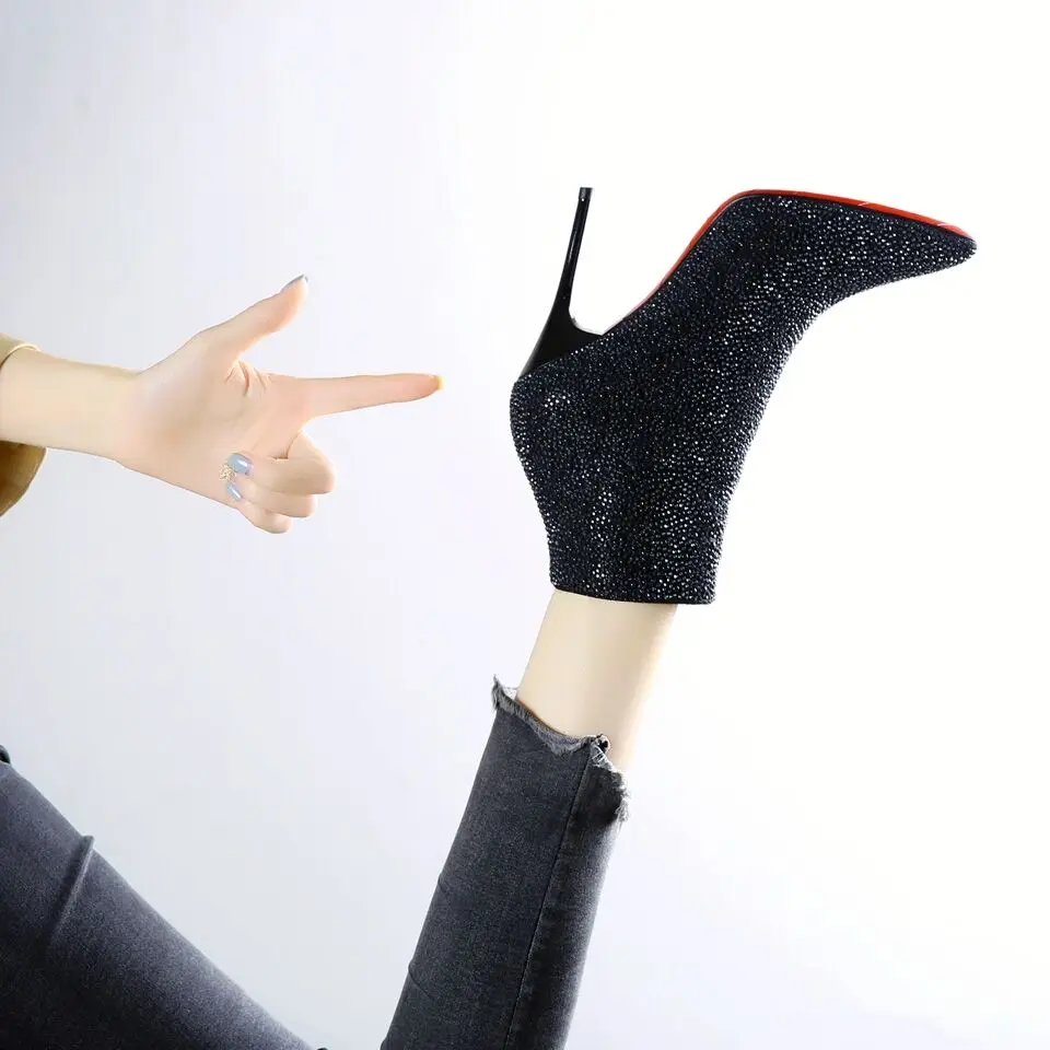 Boots Women's Shoes Trend 2022 Heels Chelsea Ankle Booties Woman Silver Luxury Elegant Heeled Sexy Rhinestone Weddings Bridal