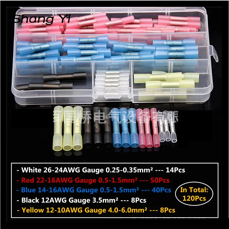 

120pcs boxed waterproof heat shrinkable terminal insulation intermediate terminal heat shrinkable tube BHT connection terminal