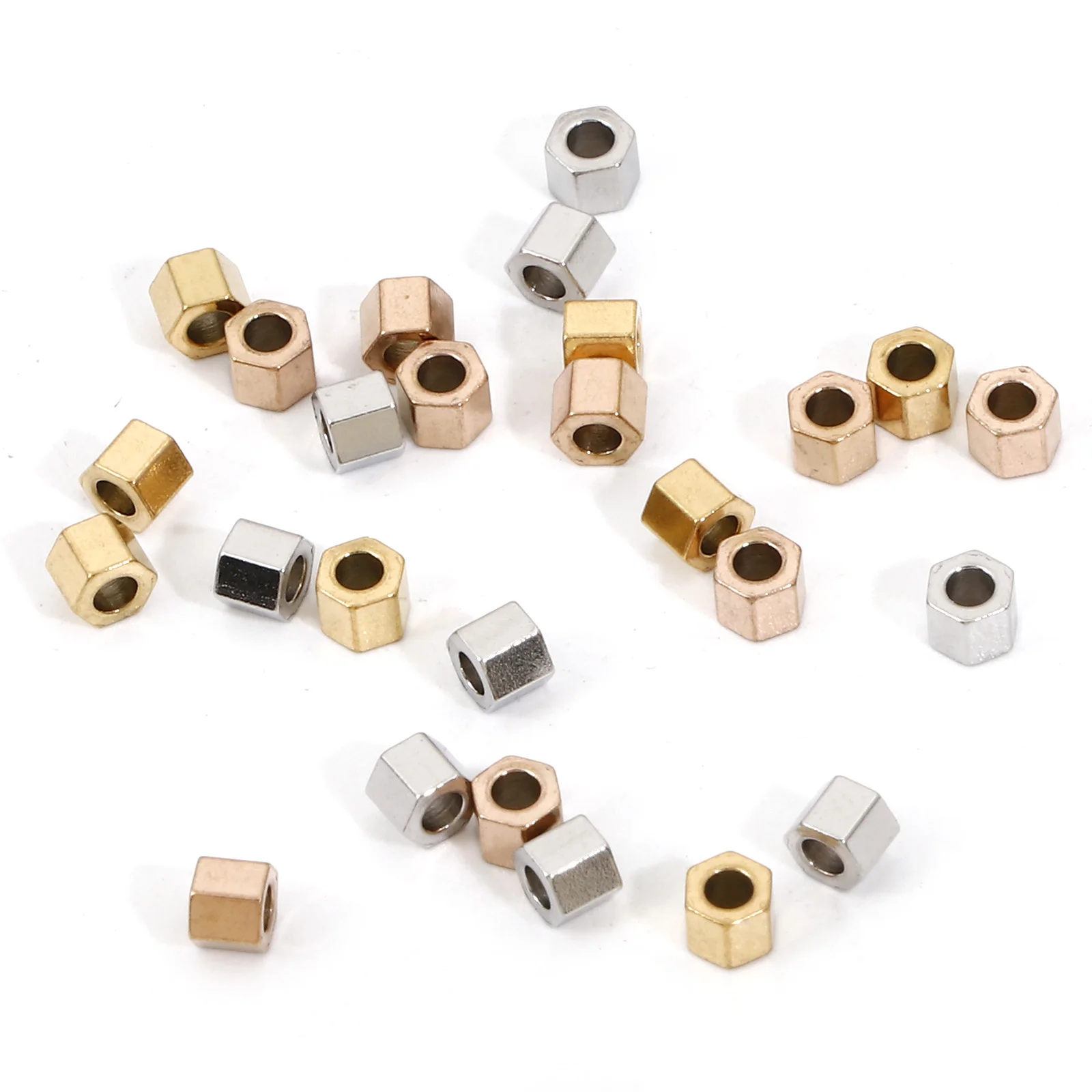 

304 Stainless Steel Hexagonal Prism Loose Spacer Beads Gold Color For Jewelry Making Diy Earring Necklace Findings 3x2.5mm,10pc