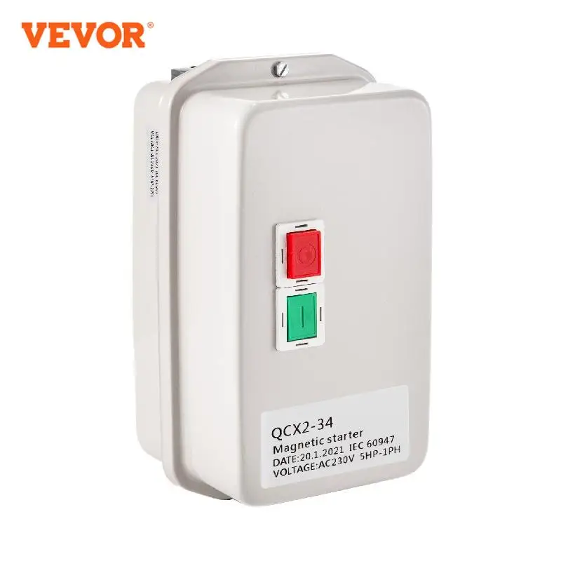

VEVOR Magnetic Motor Starter 230V Single Phase 7.5HP 40A / 5HP 34A for Air Compressor, Air Pump, and Tapping Machine Waterproof