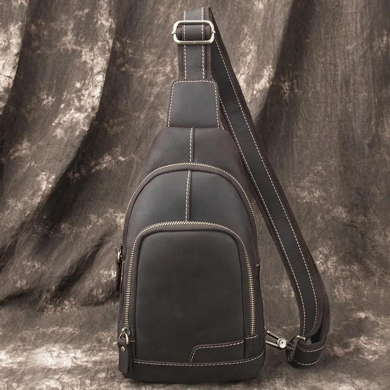 Кожаная нагрудная сумка Crazy Horse для мужчин модный винтажный мессенджер уличный