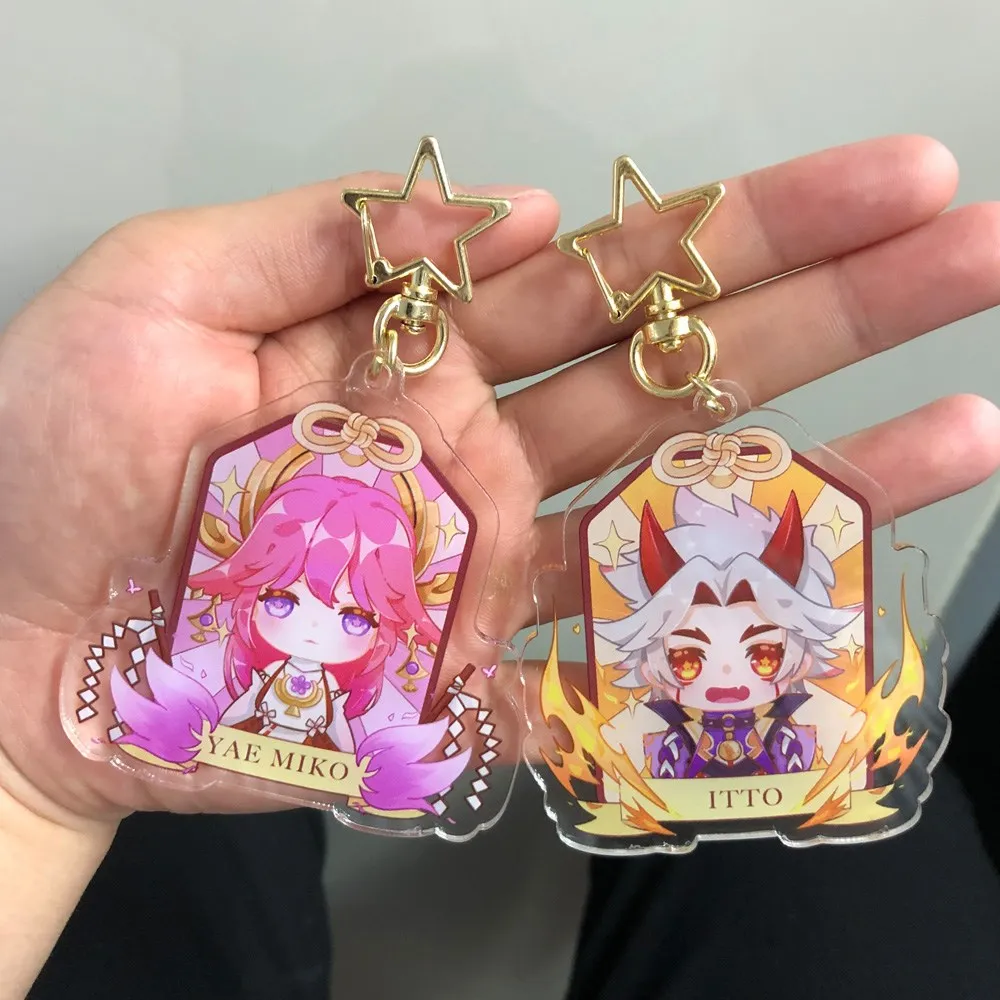 

Genshin Impact Figure Keychain Shogun Yae Miko Amulet Cosplay Xiao Zhongli Diluc Venti Acrylic Star Key Chain Pendant Keyring