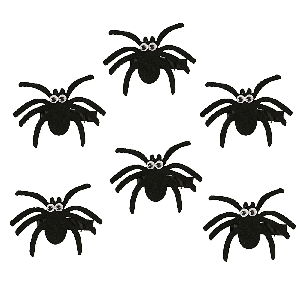 

6pcs Funny Hair Spoof Black Spider Hair Barrettes Party Props Dress Hair Ornament Spider Hair Clips Hair Accessories for Kids