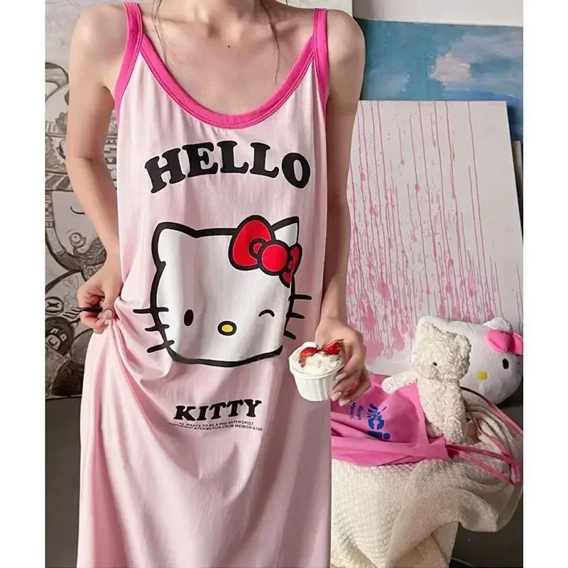Sanrio новая женская ночная юбка Hello Kitty дышащая повседневная милая удобная