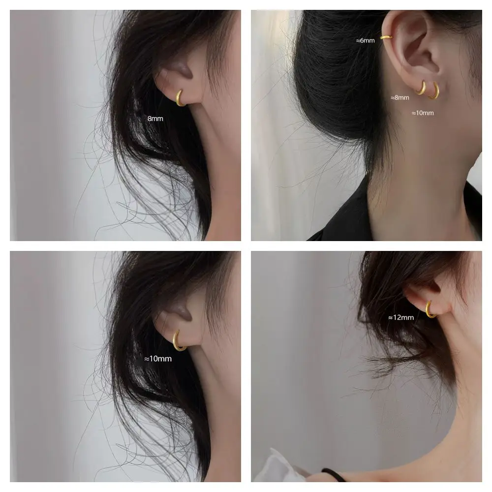 

Multisize Minimalist Round Hoop Earrings Simple Fashion All-matching Gold Ear Buckle Korean Small Exquisite Daily Earwear