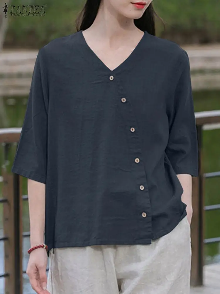 CKCC Blusa de manga 3 4, blusas bordadas para mujer, blusa sin