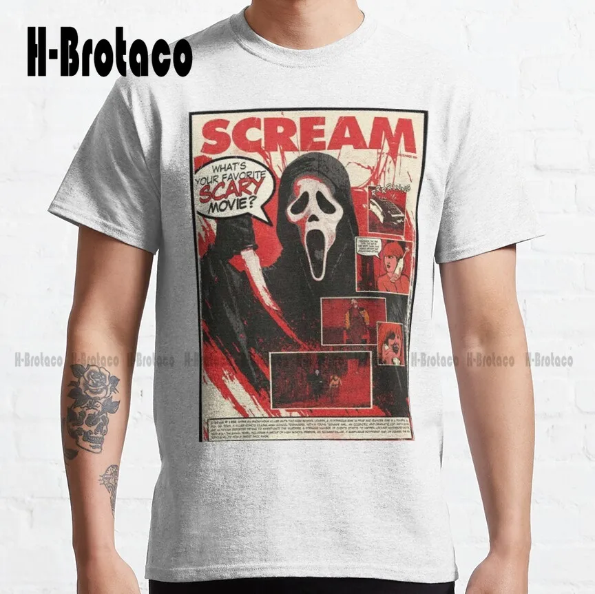 

Scream Scary Movie Classic T-Shirt Custom Aldult Teen Unisex Digital Printing Tee Shirts Custom Gift Xs-5Xl Unisex New Popular