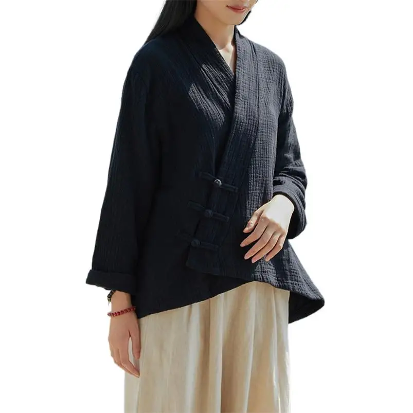 Женское пальто с длинным рукавом базовый однотонный хлопковый кардиган на