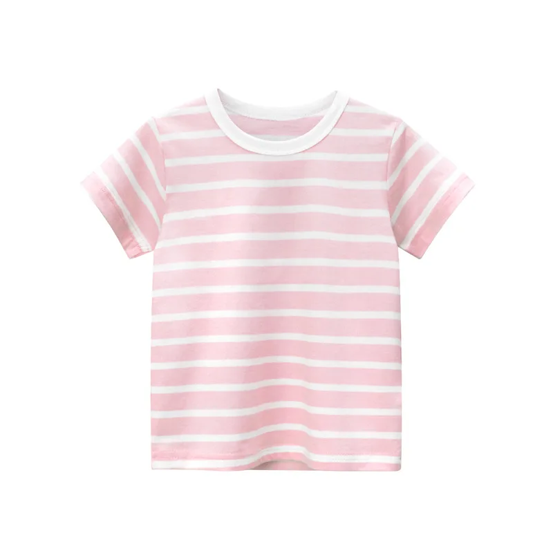 Girl Summer Casual Short Sleeve T-Shirts Toddler Striped Tee Shirt Kids Wear CrewNeck Top Children Fashion Clothing