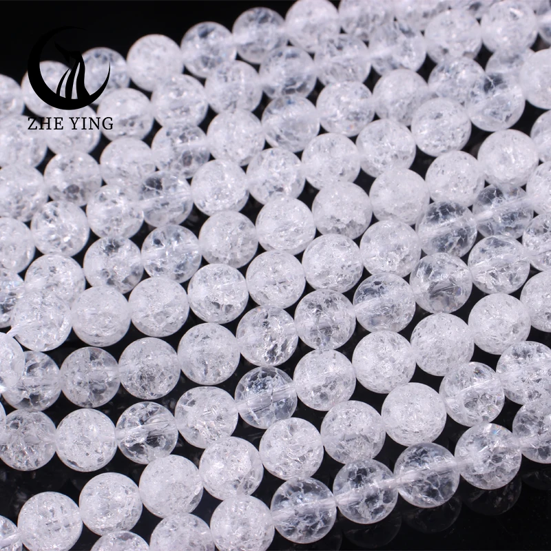 New Top Natural Stone White Snow Cracked Crystal Beads Round Loose Spacer Beads for Jewelry Making DIY Bracelets Accessories 15