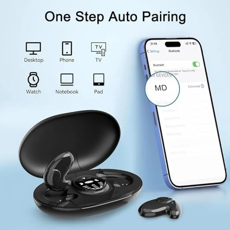 Фото Миниатюрные невидимые беспроводные Bluetooth-наушники для сна, стерео, для спорта и игр, с быстрой зарядкой, высокое качество звука №1