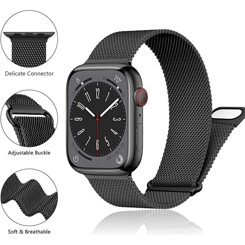 Фото Магнитные ремешки для Apple Watch Band 10 9 8 7 6 5 4 3 SE Ultra2 49 мм 46 мм 45 мм 44 мм 42 мм 41 браслет correa iWatch металлические ремешки №2