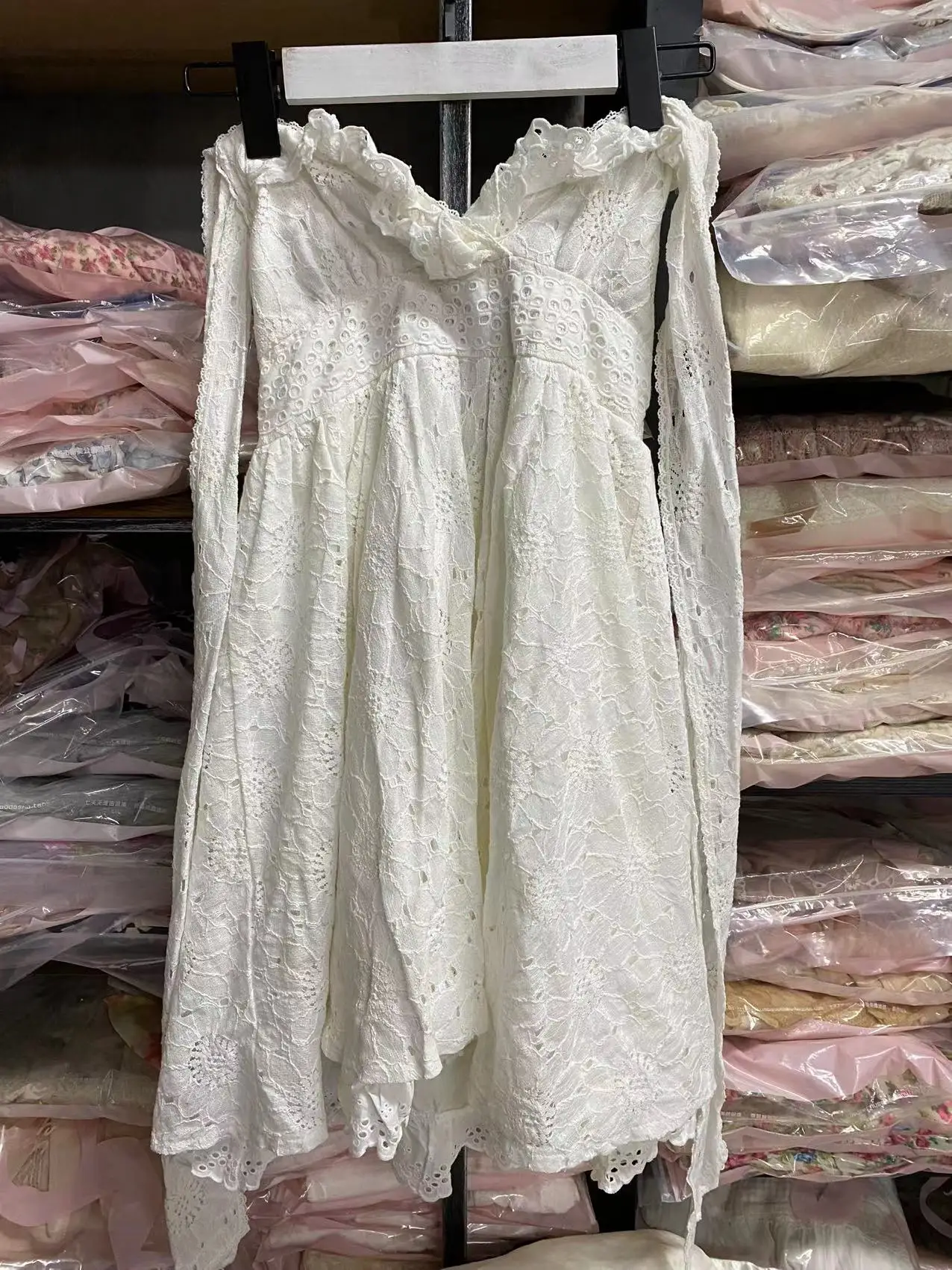 

Оригинальное хлопковое Кружевное белое платье на бретельках с вышивкой, Лиза из Японии