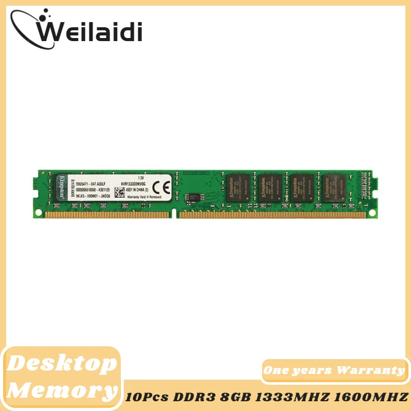 

Kingston Memory Ram DDR3 10Pcs 8GB 1333mhz 1600mhz Desktop 240pin 1.5v Dimm Unbuffered Non-ECC Dual Channel Intel Pc